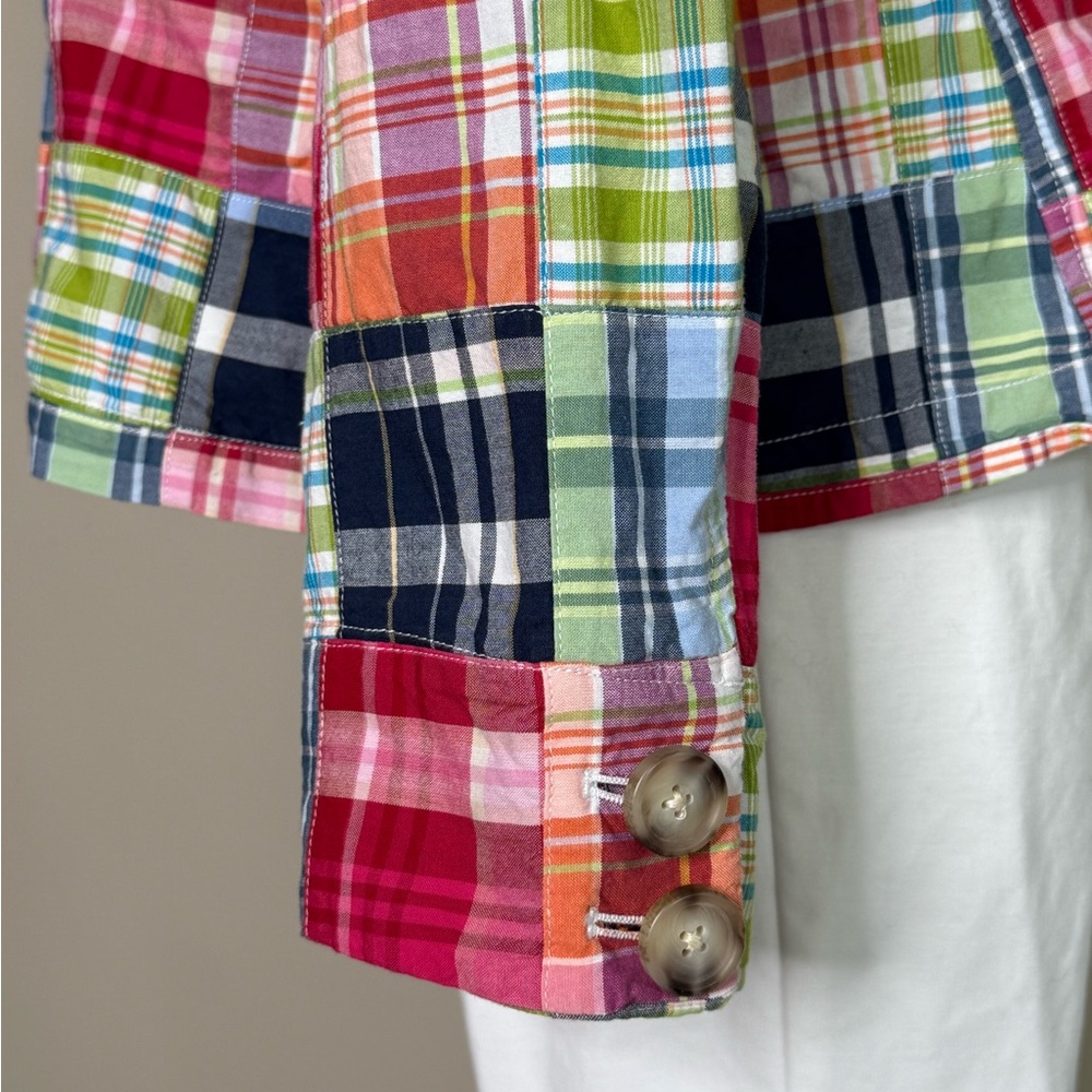 Patchwork Cottage Plaid Colorful Jacket Button Closure Women's 12 - 14 - Picture 6 of 16